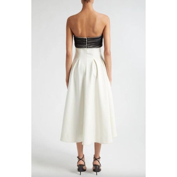 Cinq a Sept Odessa Strapless Tulle Midi Cocktail Dress Ivory/Black Womens Size 1 - Picture 5 of 14